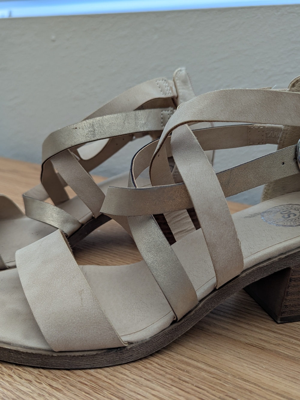 Women's Strappy Block Heel Sandals - Beige
